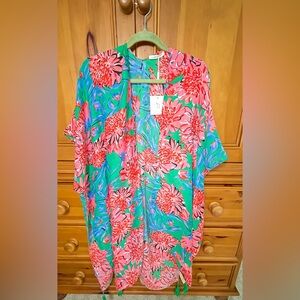 Do Everything in Love Women’s Boho Pink Blue Floral Summer Kimono Cover Up NWT